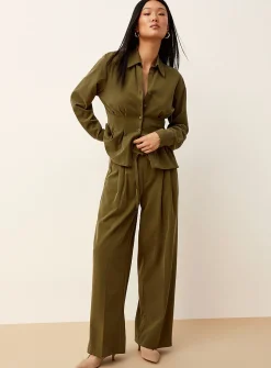 Pleated waist velvety shirt