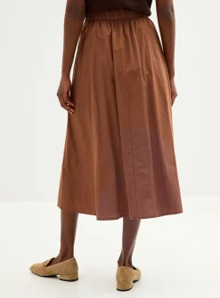Pleated-waist poplin maxi skirt