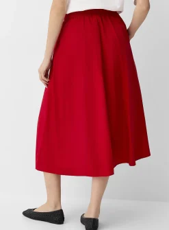Pleated-waist poplin maxi skirt