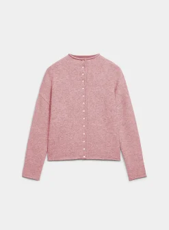 Plush funnel-neck cardigan