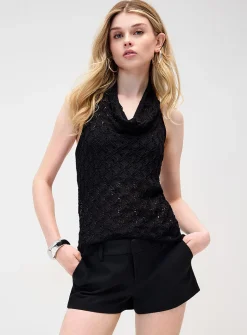 Pointelle knit halter cami