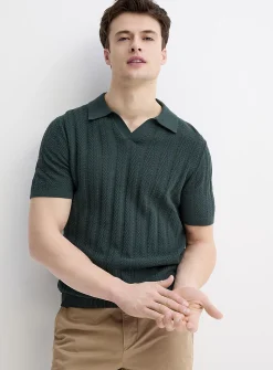 Pointelle stripe polo