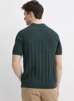 Pointelle stripe polo