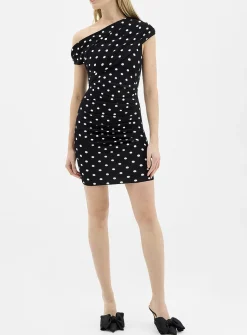 Polka dot draped minidress