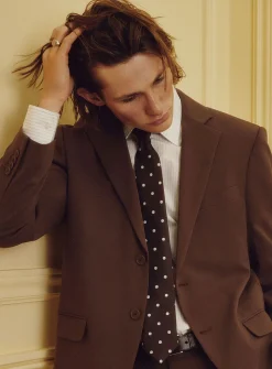 Polka dot pure silk tie