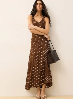 Polka dot sleeveless mermaid maxi dress