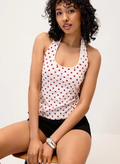 Polka dotted halter cami