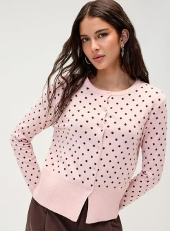 Polka-dot straight cardigan