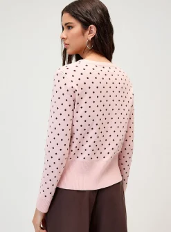 Polka-dot straight cardigan