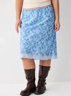Polka-dotted chiffon midi skirt