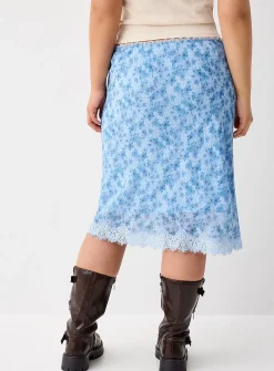 Polka-dotted chiffon midi skirt