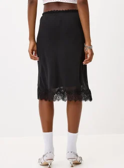 Polka-dotted chiffon midi skirt