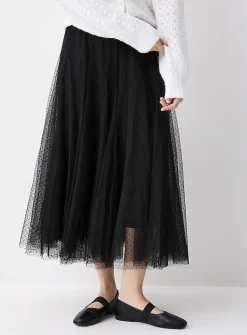 Polka-dotted tulle skirt