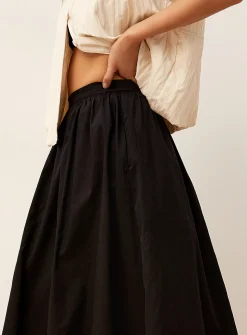 Poplin balloon midi skirt