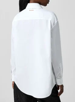 Poplin buckle tie-neck shirt