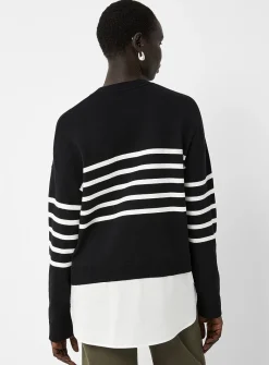 Poplin insert loose sweater