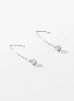Post and stone long earrings