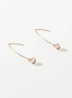Post and stone long earrings