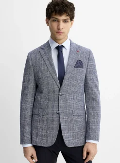 Prince of Wales linen-blend jacket