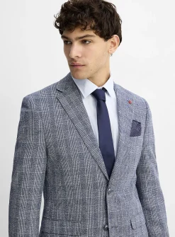 Prince of Wales linen-blend jacket