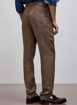 Prince of Wales linen-blend pant