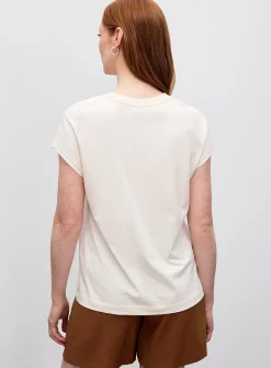 Printed 100% organic cotton cap-sleeve T-shirt