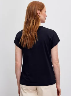 Printed 100% organic cotton cap-sleeve T-shirt