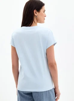 Printed 100% organic cotton cap-sleeve T-shirt