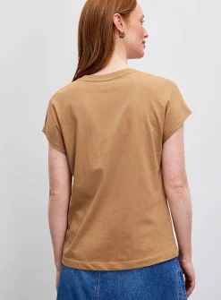 Printed 100% organic cotton cap-sleeve T-shirt
