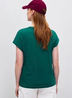 Printed 100% organic cotton cap-sleeve T-shirt