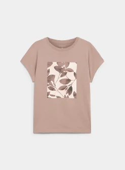 Printed 100% organic cotton cap-sleeve T-shirt