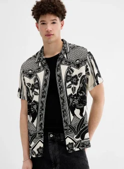 Printed camp shirt