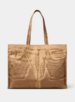 Printed denim tote bag