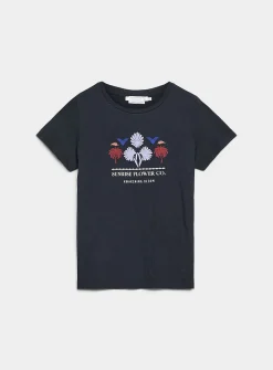 Printed pure cotton slub T-shirt