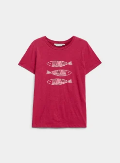 Printed pure cotton slub T-shirt