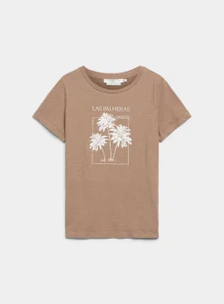 Printed pure cotton slub T-shirt