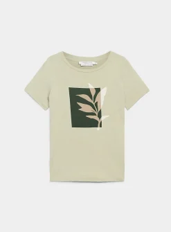 Printed pure cotton slub T-shirt