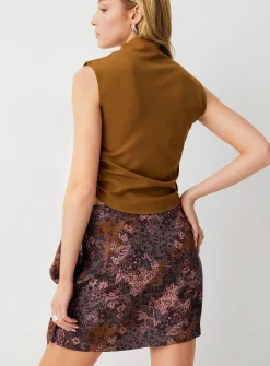 Printed side-tie wrap miniskirt