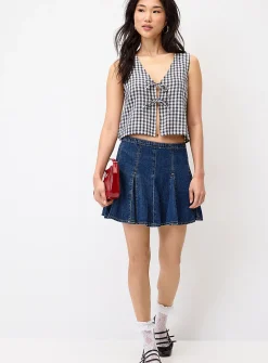 Printed tie-front cami