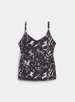 Printed V-neck tankini