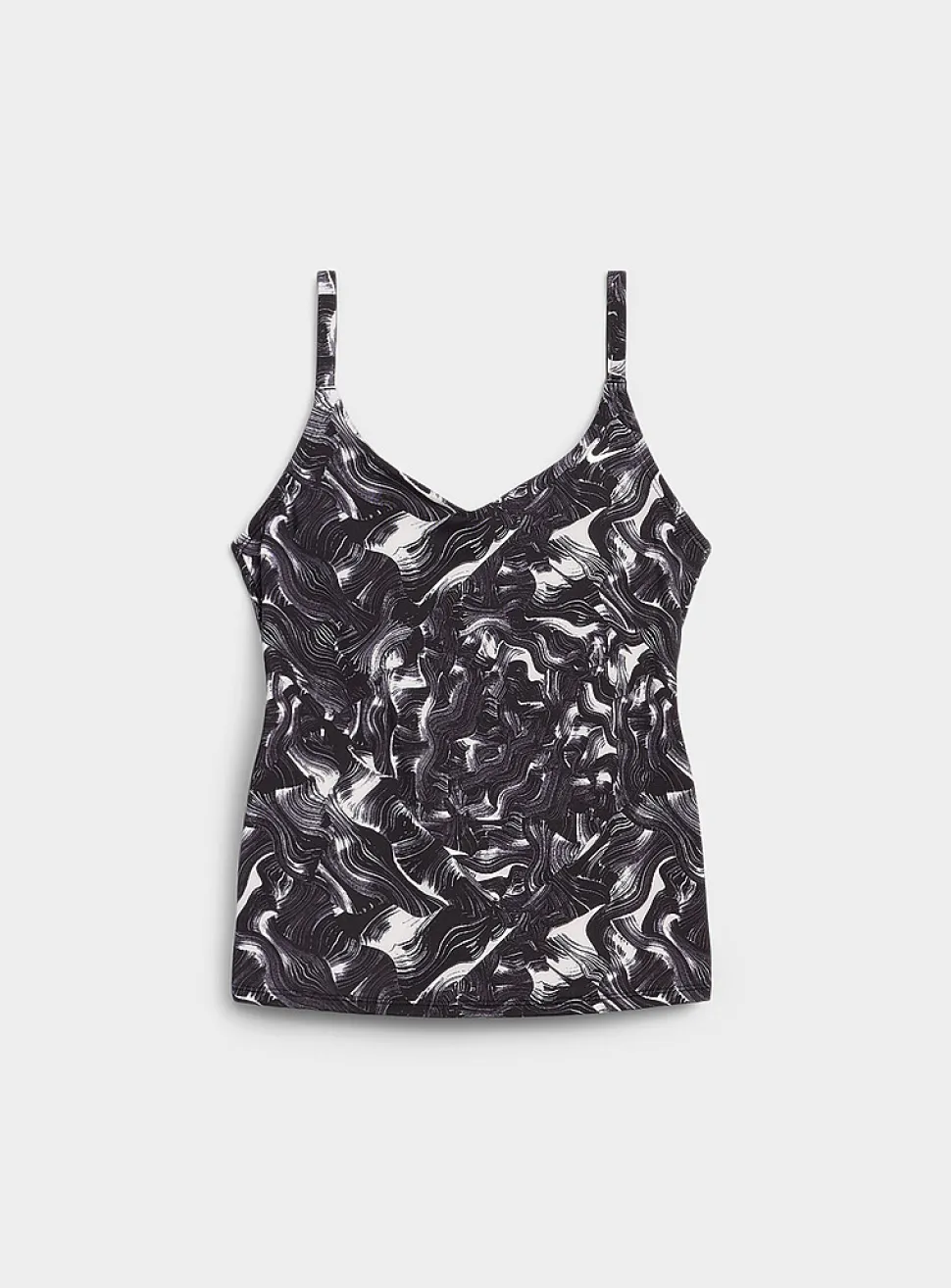 Printed V-neck tankini