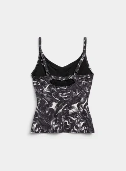Printed V-neck tankini