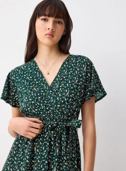 Printed wraparound maxi dress