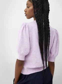 Puff short-sleeve plush sweater