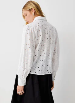 Puff-sleeve broderie anglaise shirt
