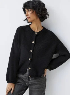 Puff-sleeve cardigan