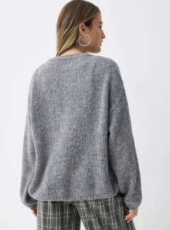 Puff-sleeve cardigan