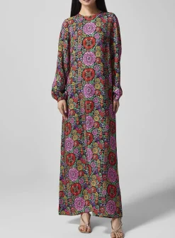 Puff-sleeve floral dress