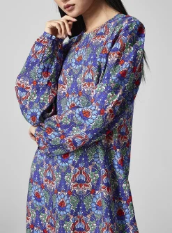 Puff-sleeve floral dress