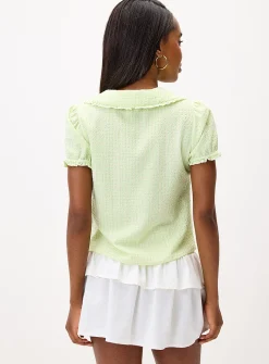 Puff-sleeve Peter Pan collar blouse